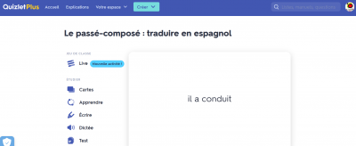 Capture d ecran quizlet passe compose