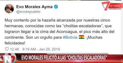 Capture evo morales felicita las cholitas