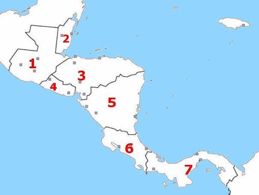 Mapa america central numerado