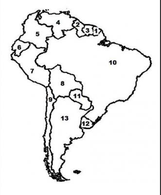 Mapa america latina con numeros