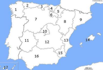 Mapa espana numerado